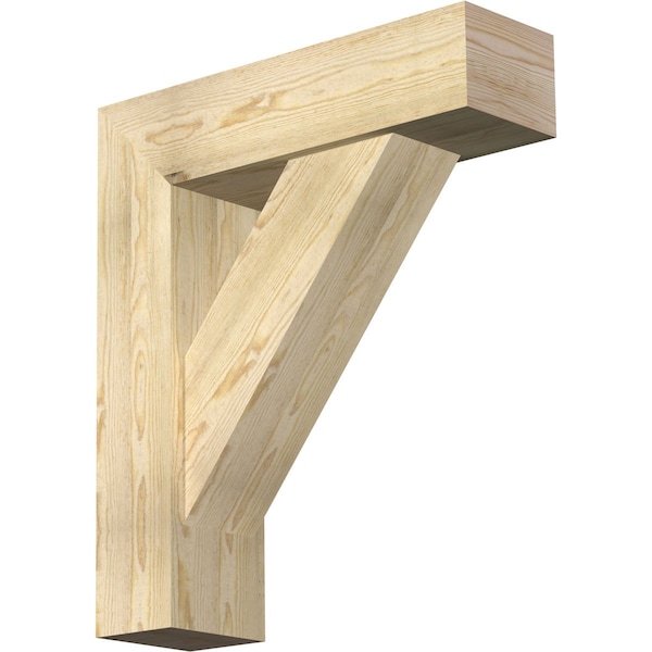 Ekena Millwork Traditional Block Rough Sawn Bracket w/ Offset Brace, Douglas Fir, 8"W x 28"D x 32"H BKT0806X28X32TRA05RDF - main